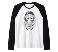 Astronauta del Mono Espacial Dibujado a Mano ilustración cósmica Retro Camiseta Manga Raglan
