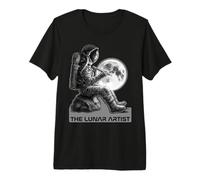 Astronauta Dibujo Luna Sketch Espacio Artista Gráfico Camiseta Premium