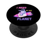 Astronauta Divertida Chica Necesito Mi Propio Planeta: Humor introvertido PopSockets PopGrip Adhesivo