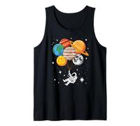 Astronauta Divertido Sosteniendo Planeta Globos Astronomía Espacio Camiseta sin Mangas