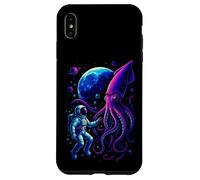 Astronauta divertido y calamar en el espacio submarino con luna llena Carcasa para iPhone XS Max