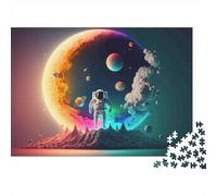 Astronauta Escena Espacial Puzzle de 1000 Piezas Papel para Adultos Vista Planeta Juego Familiar Regalo Hogar 52x38cm/1000pcs