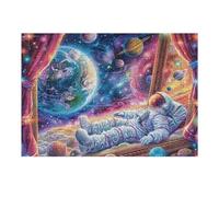 Astronauta Espacio Galaxia Cosmic Fantasy Leisure Puzzle 300 Piezas Colorido Vibrante Rompecabezas para Adultos Obra De Arte Familiar Estera Portátil DIY Creativo 300 PCS