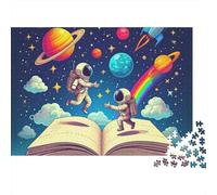 Astronauta Explorando Cielo Estrellado Puzzle de 1000 Piezas Papel para Adultos Escena Libro Universo Relajación Enfoque Puzzle para Toda la Familia Decoración Regalo 38x26cm/1000pcs