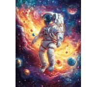 Astronauta explorando Galaxia Estrellada Puzzle 300 Piezas Colorido Vibrante Ciencia ficción sueño mágico Rompecabezas para Adultos Obra De Arte Familiar Estera Portátil DIY Creativo 300 PCS