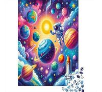 Astronauta Explorando Planetas Puzzle de 1000 Piezas para Adultos Papel Juego de Puzzle 1000 Piezas Escena Espacial Fantástica Relajante Hogar Regalo 70x50cm/1000pcs