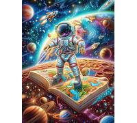 Astronauta explorando un planeta cósmico Rompecabezas 1000 Piezas Cartón Para Principiantes Dibujo Animado de Paisajes de Cuento de Hadas Desconectar Rutina Ejercicio Mental Relajante Actividad Tiempo