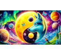 Astronauta-Floating-Over-Fantasy-Winter-Landscape Rompecabezas para Adultos: 1000 Piezas de Cartón Reciclado para Decoración 38x26cm/1000pcs