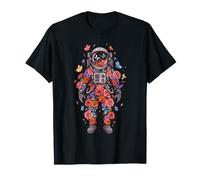Astronauta Flor Ciencia Astronomía Espacial Galaxia Camiseta