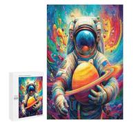 Astronauta Flota en el Espacio Puzzle 1000 Piezas Decoración del Hogar Universo Espacial Obra De Arte 3D Rompecabezas Familiar para Familia Aliviar Estrés DIY Creativo Juguete Educativo 1000 PCS