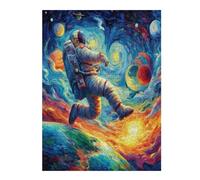 Astronauta Flota en el Espacio Puzzle 500 Piezas Aliviar Estrés Profundo Universo Espacial Rompecabezas Familiar para Hombres Y Mujeres Obra De Arte Decorativo Hogar 500 PCS