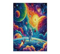 Astronauta Flota en el Espacio Puzzles 300 Piezas Decoración Hogar 3D Elegante Universo Espacial Rompecabezas Familiar para Adultos Obra De Arte Colorido DIY Creativo 300 PCS