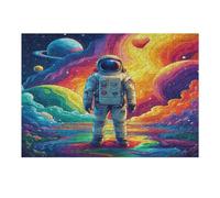Astronauta Flota en el Espacio Puzzles 300 Piezas Obra De Arte Decorativa Premium Universo Espacial Rompecabezas Familiar para Adultos DIY Creativo Aliviar Estrés Portátil 300 PCS