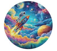 Astronauta Flota en el Espacio Rompecabezas Adulto Portátil 195 Piezas Animales Formas Especiales Universo Espacial Puzzle Niños Kinder Können Es Nicht Machen Hombres Niñas195 PCS