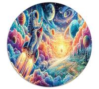 Astronauta flotando en el cósmico Colorido Puzzles Actividades Familiares 1000 Piezas Viaje Espacial fantasía Juego De Rompecabezas Decoración del Hogar para Niños Adultos 1000pcs (67.5x67.5cm)