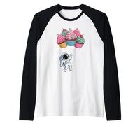Astronauta Flotando Pastelito Globo Pastelitos Camiseta Manga Raglan