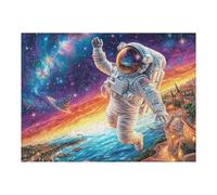 Astronauta Galaxia Nebulosa Puzzles 500 Piezas Desafío Nivel Difícil Rompecabezas para Adultos Aliviar Estrés Decoración Hogar DIY Moderno Portátil 500 PCS