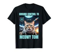 Astronauta gato divertido, control de tierra a Meowy Tom, extraterrestres OVNI Camiseta