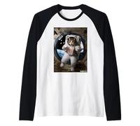 Astronauta Gato Palomitas Espacio Snack Divertido Camiseta Manga Raglan