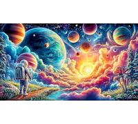Astronauta Gazing at Cosmic Wonderland Puzzle de 1000 Piezas de Papel Reciclado - Juego Familiar Estimulante Juego edugatoivo para Adultos 75x50/1000pcs