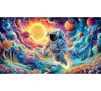 Astronauta Gazing at Cosmic Wonderland Puzzle para Adultos de 1000 Piezas - Papel Reciclado Juego Estimulante Decoración de Pared & Regalo 75x50/1000pcs