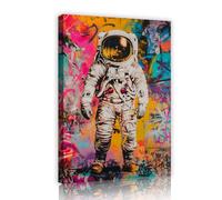 Astronauta Graffiti Lienzo urbano Mural estilo Wall Street Exploración espacial Tema de exploración espacial Carteles ilustrados Impresiones artísticas para decoración de oficina en casa 30x45cm