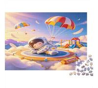 Astronauta Ilustrado Escena de Nubes Fantasía Puzzle de 1000 Piezas Papel Puzzle para Adultos Puzzle para Toda la Familia Relajación Decoración Regalo 52x38cm/1000pcs