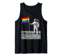 Astronauta Luna Landing Bandera del Orgullo Gay Divertida Historia Retro Camiseta sin Mangas