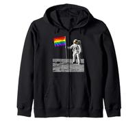 Astronauta Luna Landing Bandera del Orgullo Gay Divertida Historia Retro Sudadera con Capucha