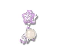 Astronauta mano con diseño de estrella - Brilla en la oscuridad - Astronauta Cosmonauta Universo Luna Marte Tierra Sol Planeta - Charm Plata 925 Pulsera Colgante Joyería Plata de Ley