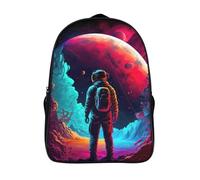 astronauta mochilas ligeras con 2 compartimentos gran capacidad extranjero mochila de dibujos animados con arnés ajustables mochila 3d impresos-16,para partir de 14 años al aire libre a pie