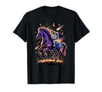 Astronauta Monta Caballo Espacio Galaxia Cometas Animal Camiseta