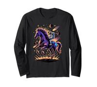 Astronauta Monta Caballo Espacio Galaxia Cometas Animal Manga Larga