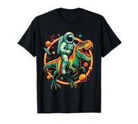 Astronauta Montando T-Rex Dinosaurio Divertido Aventura Espacial Camiseta