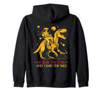 Astronauta Mujer Misión Espacial y Dinosaurio T-rex Sudadera con Capucha