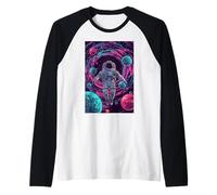 Astronauta Nave Espacial Arte Cósmico Galaxia Planetas Estrellas Luna Camiseta Manga Raglan