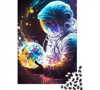 Astronauta Que sostiene el Planeta Rompecabezas 1000 Piezas Papel DIY Ilustrados Adultos Familia Regalo Hombre Mujer Navidad Desafío 70x50cm/1000pcs