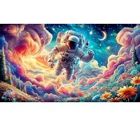 Astronauta Resting on a Smiling Moon with Telescope Puzzle de 1000 Piezas de Papel Reciclado - Regalo Divertido & Idea Adultos 75x50/1000pcs