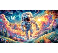 Astronauta Resting on a Smiling Moon with Telescope Puzzle para Adultos de 1000 Piezas - Juego diFícil & Estimulante Actividad para casa Regalo 38x26/1000pcs