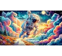 Astronauta Resting on a Smiling Moon with Telescope Puzzle para Adultos de 1000 Piezas - Juego Divertido & Estimulante Papel Reciclado Idea de Regalo para casa 75x50/1000pcs