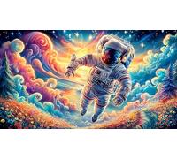 Astronauta Resting on a Smiling Moon with Telescope Puzzle para Adultos de 1000 Piezas - Papel Reciclado Juego edugatoivo & Relajación Decoración de Pared 75x50/1000pcs