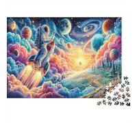 Astronauta Rompecabezas 1000 Piezas para Adultas, Cart贸n Reciclado Resistente,Arte Espacial de Cohetes Regalo Amigos, Rompecabezas Vacaciones Indoor 52x38cm/1000pcs