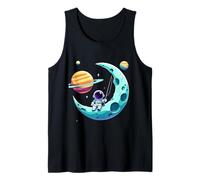 Astronauta Sentado Luna Globos Planetas Camiseta sin Mangas