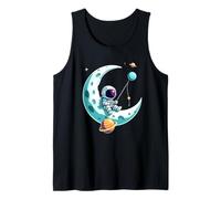 Astronauta Sentado Luna Globos Planetas Camiseta sin Mangas