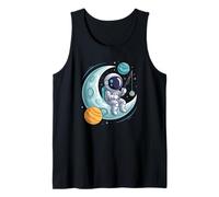 Astronauta Sentado Luna Globos Planetas Camiseta sin Mangas