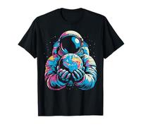 Astronauta Sosteniendo Tierra Spaceman Planeta Espacio Hombres Mujeres Niños Camiseta