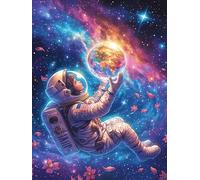 Astronauta sosteniendo una esfera cósmica Puzzle 500 Piezas Cartón Resistente Para Niños Mayores 14 Años vida silvestre y plantas Estimulación Cerebral Reunión Familiar Juegos Pieza Decorativa Casa 50