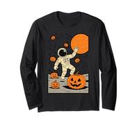 Astronauta Space Pumpkin Halloween Jack O Lantern Spooky Manga Larga