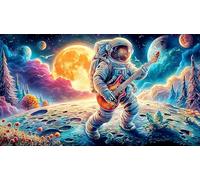 Astronauta Stands Under Rainbow Arches in Cosmic Landscape Puzzle de 1000 Piezas de Papel Reciclado - Juego Extremadamente diFícil para Adultos Actividad para casa 75x50/1000pcs