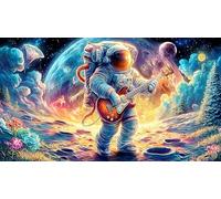 Astronauta Stands Under Rainbow Arches in Cosmic Landscape Puzzle de 1000 Piezas - Papel Reciclado Puzzle para Adultos y niños DesaFío edugatoivo 38x26/1000pcs